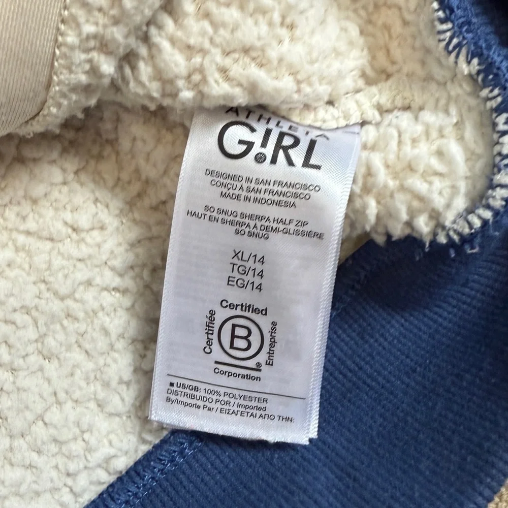 Athleta Girl: Girls So Sung Sherpa 1/2 Zip Pullover, Ivory / Navy, Size XL (14)